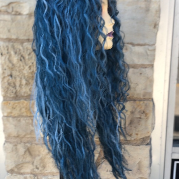 Blue Long Curly Soft Swisslace Lacefront wig - Picture 5 of 16